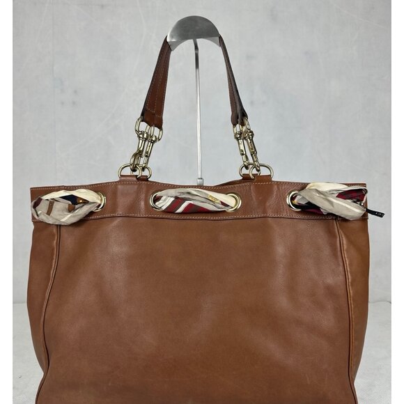 Authentic Gucci Leather Positano Silk Scarf Tote Bag Made in Italy - Picture 2 of 13